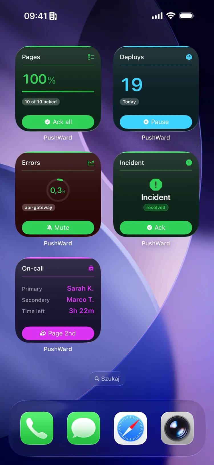 PushWard interactive widget on Home Screen — tap a button to trigger an action